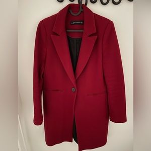 Vintage Zara fitted coat in burgundy